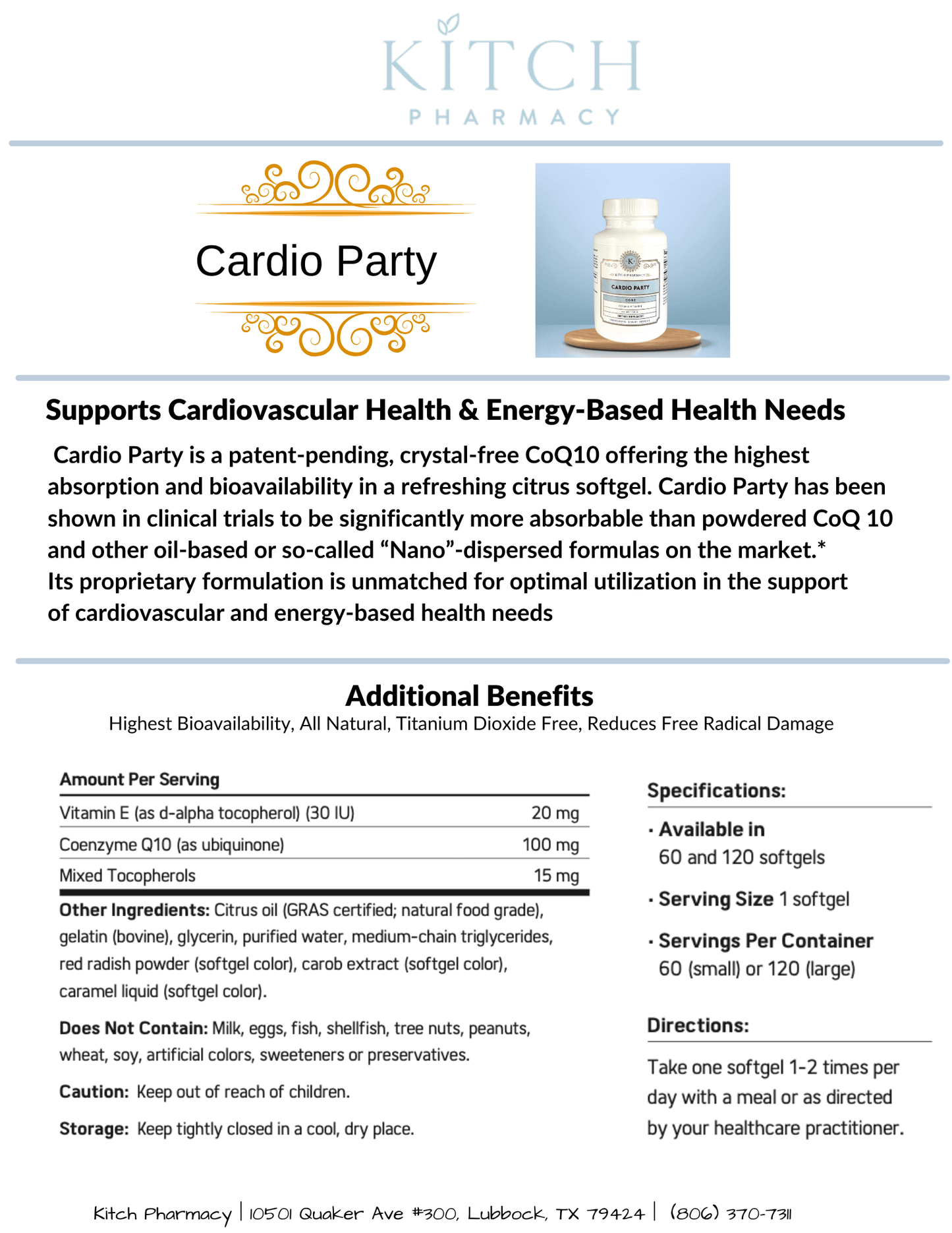 CARDIO PARTY (Crystal - Free CoQ10) - Kitch Pharmacy