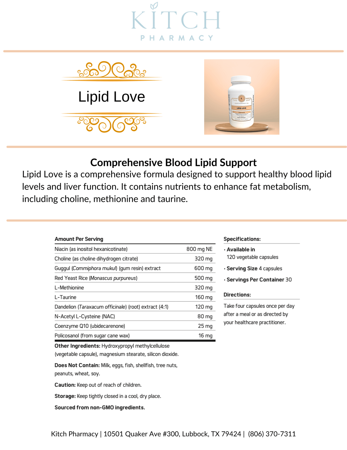 LIPID LOVE (Blood Lipid and Liver Support) - Kitch Pharmacy