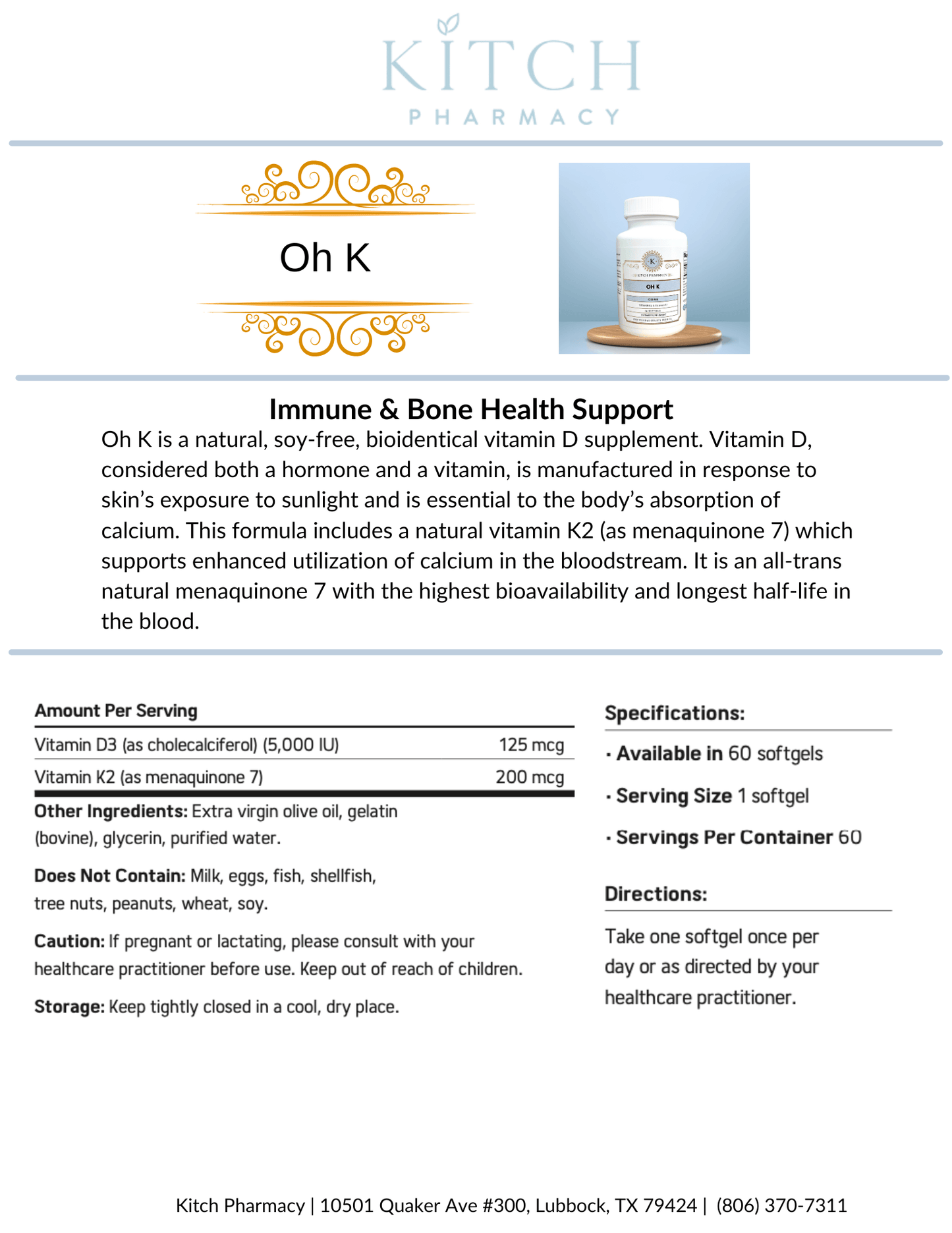 OH K (Immune & Bone Health Support) - Kitch Pharmacy