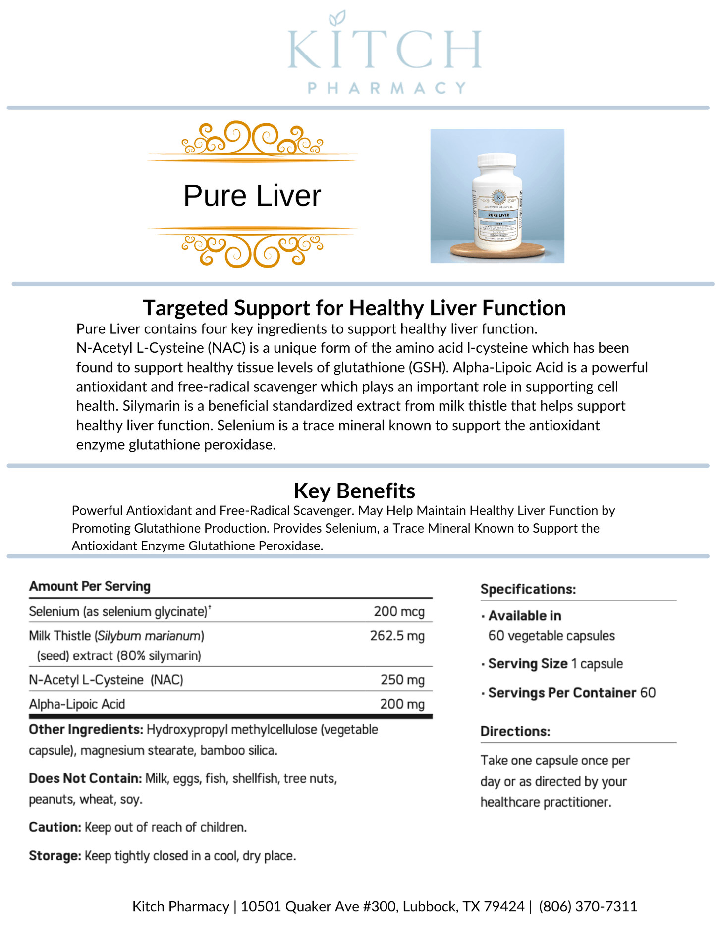 PURE LIVER (Liver Detox & Protection) - Kitch Pharmacy