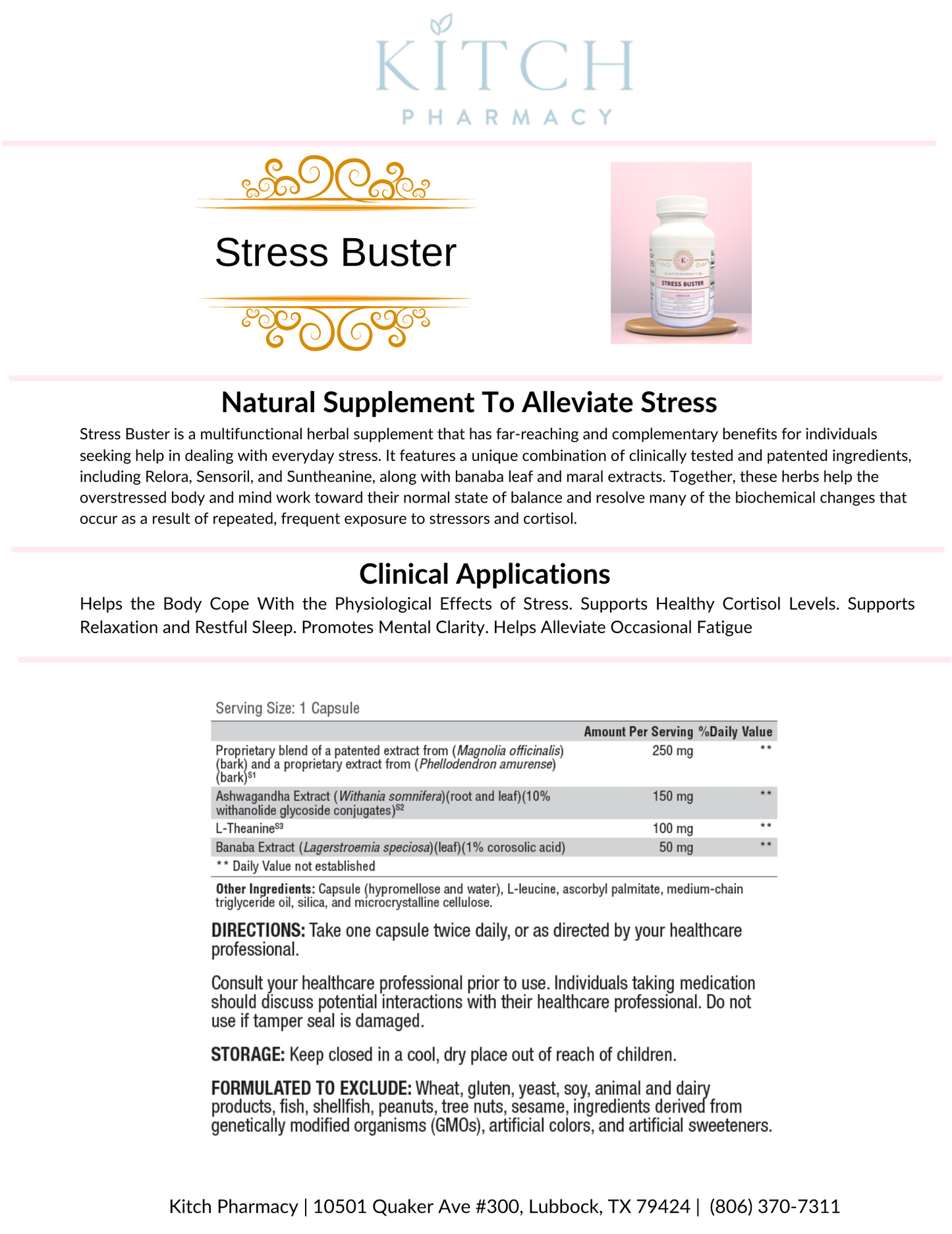 Stress Buster (Natural Stress Relief & Cortisol Support)