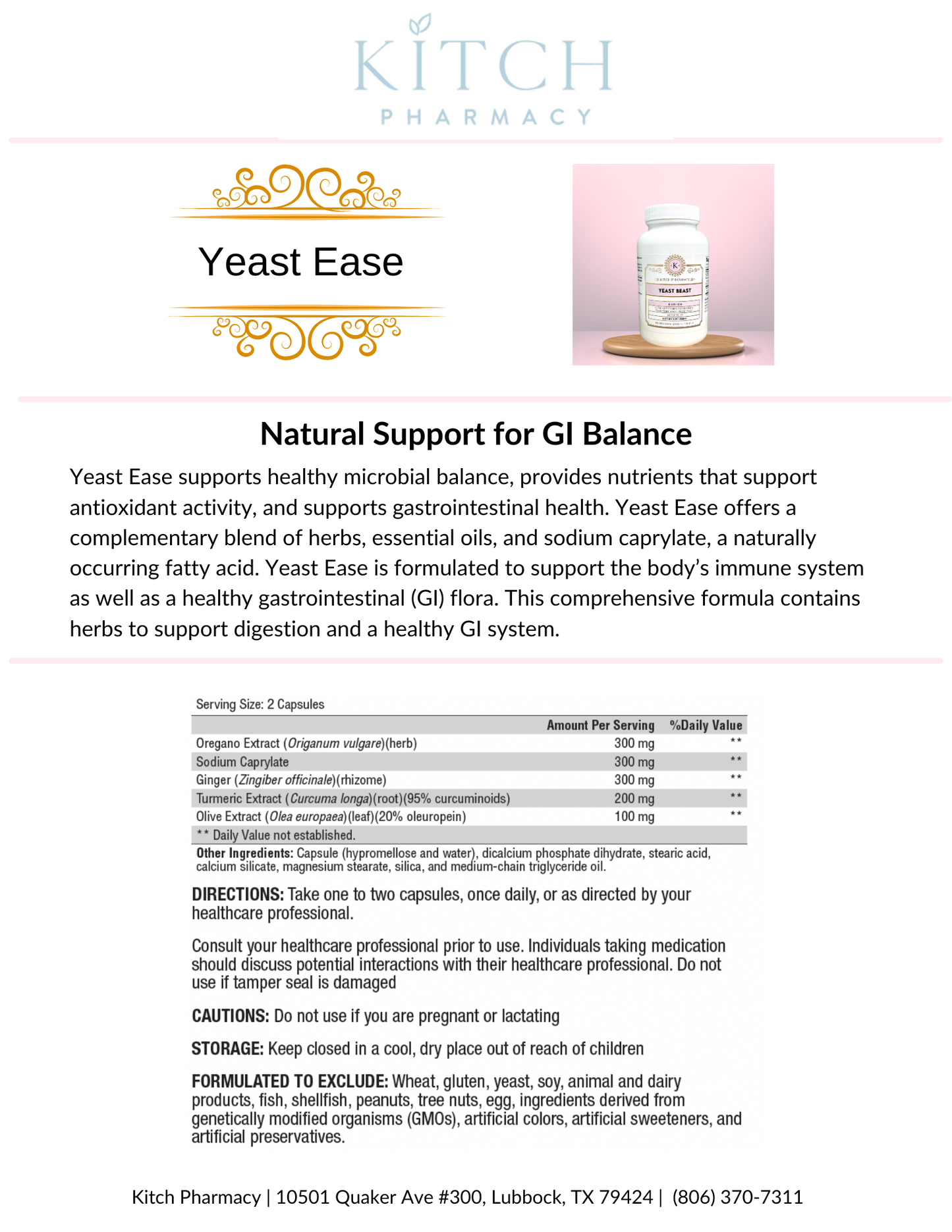 YEAST EASE (Natural Defense Against Unwanted Yeast)