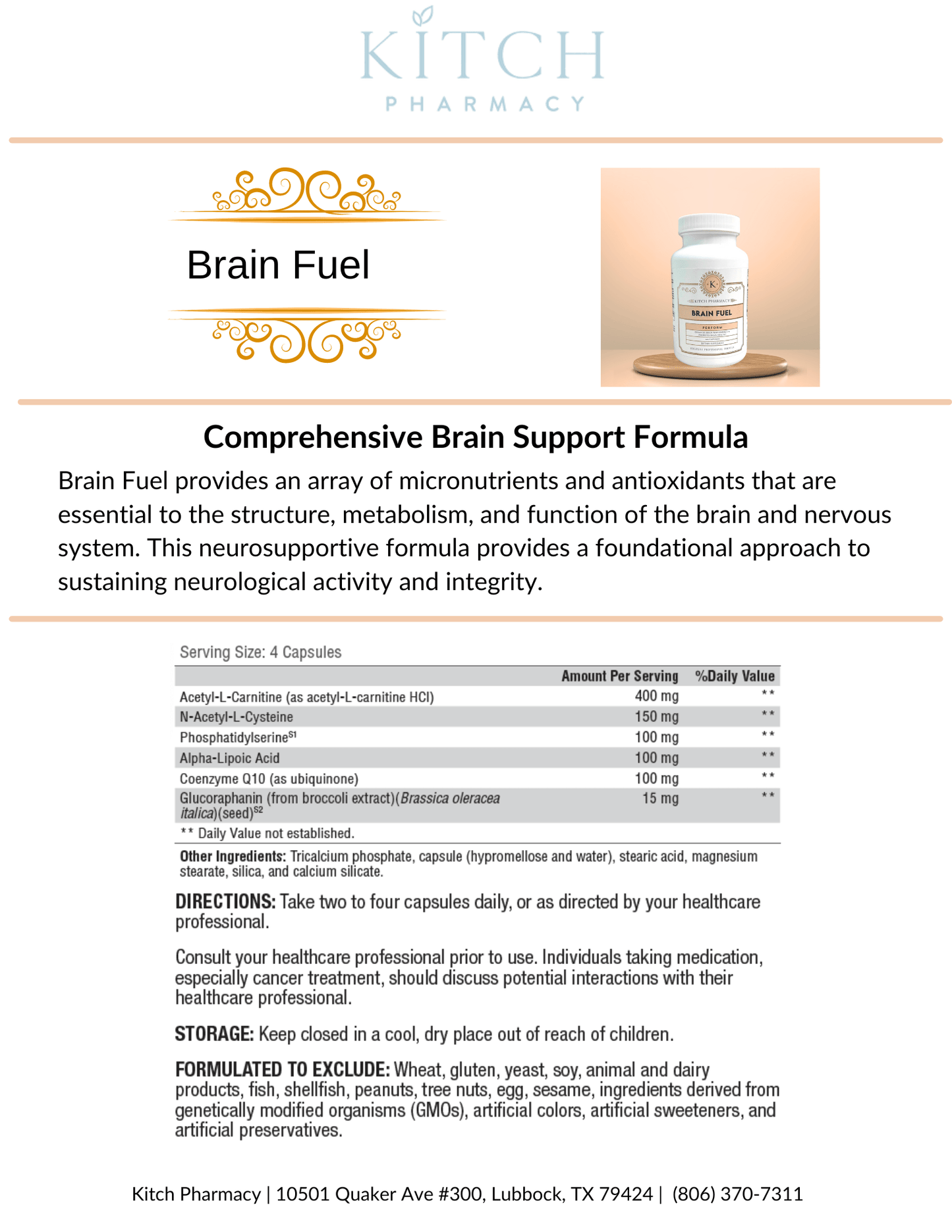 BRAIN FUEL (Enhance Brain Function & Support Memory) - Kitch Pharmacy