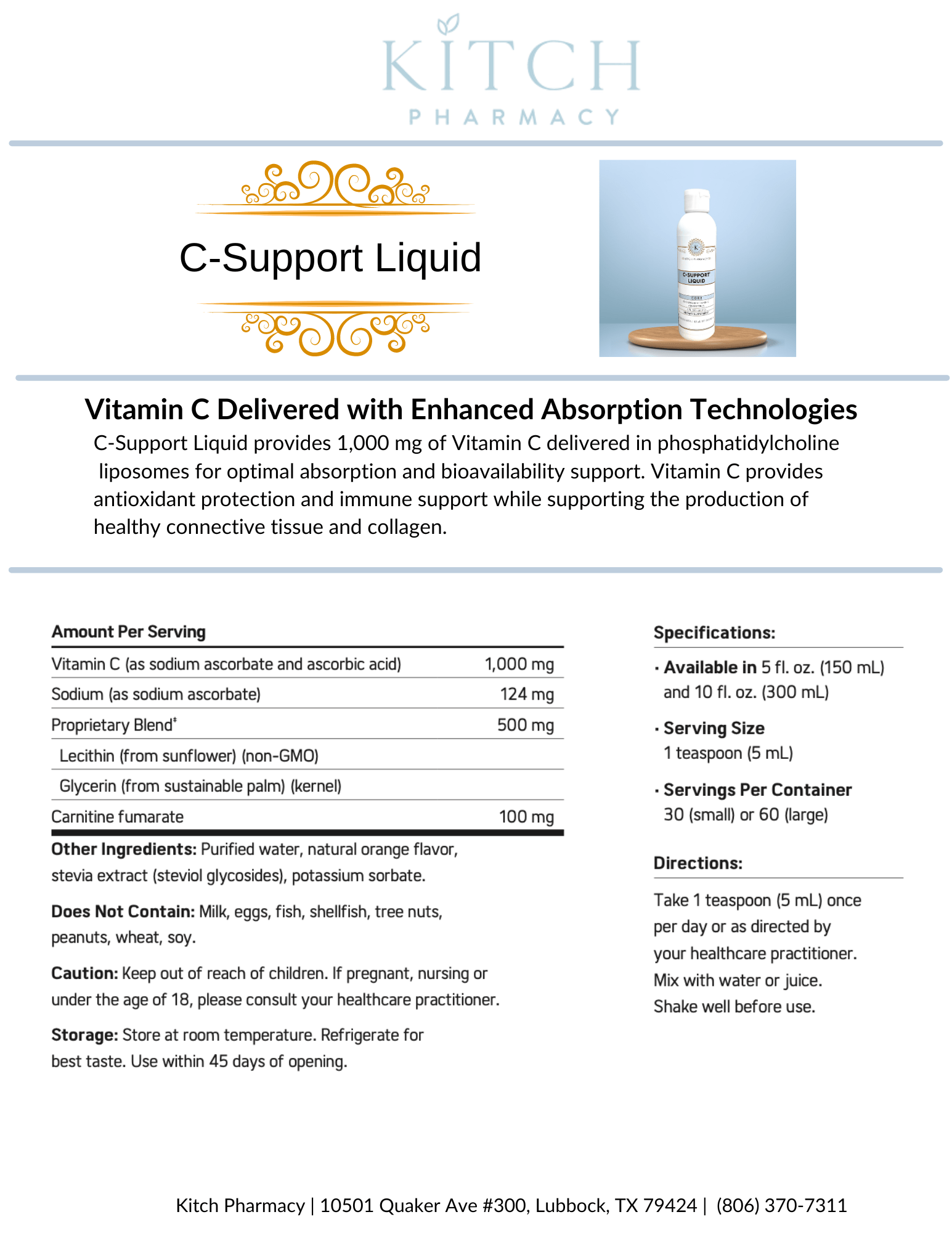 C - GLEE LIQUID (Vitamin C for Optimal Absorption) - Kitch Pharmacy