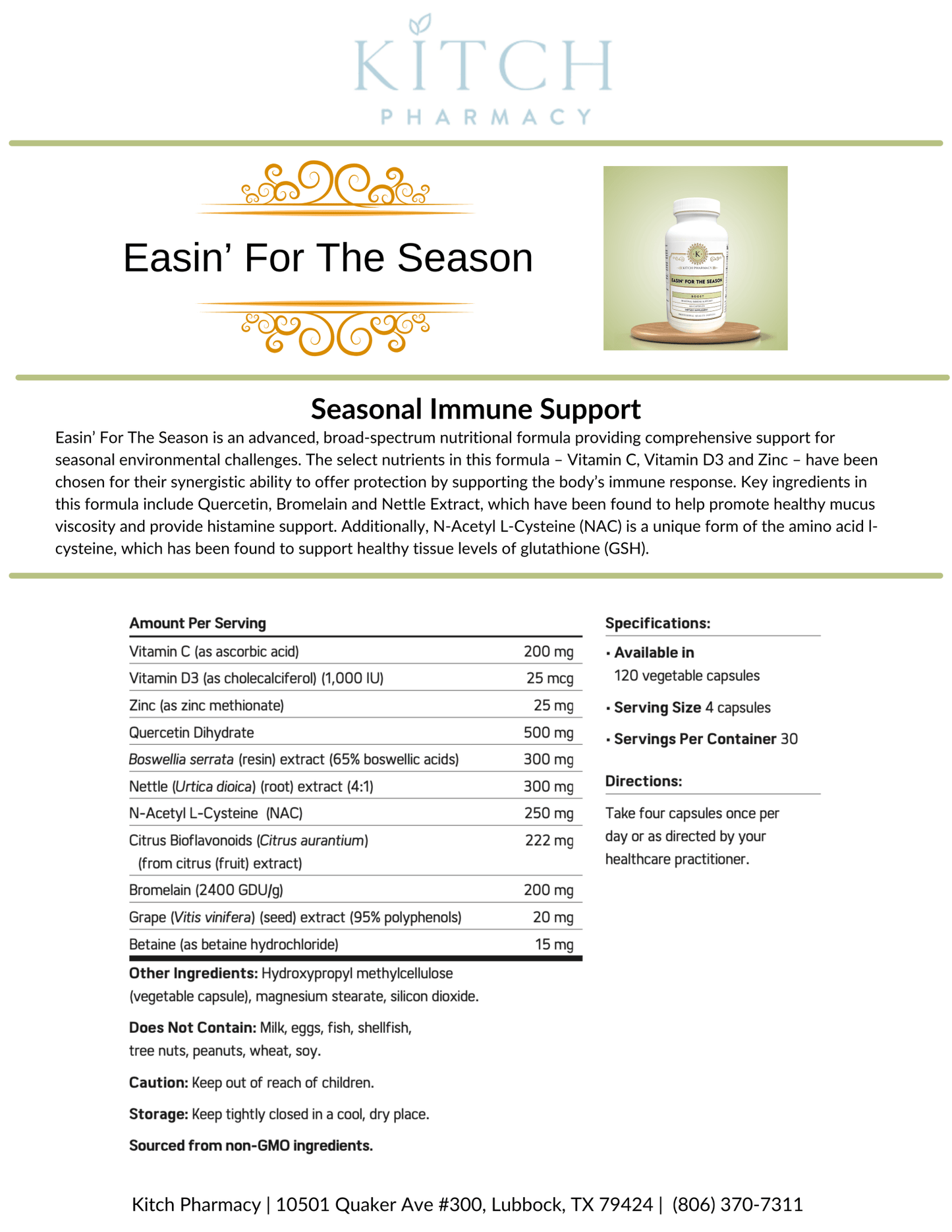 EASIN' FOR THE SEASON (Immune Support) - Kitch Pharmacy