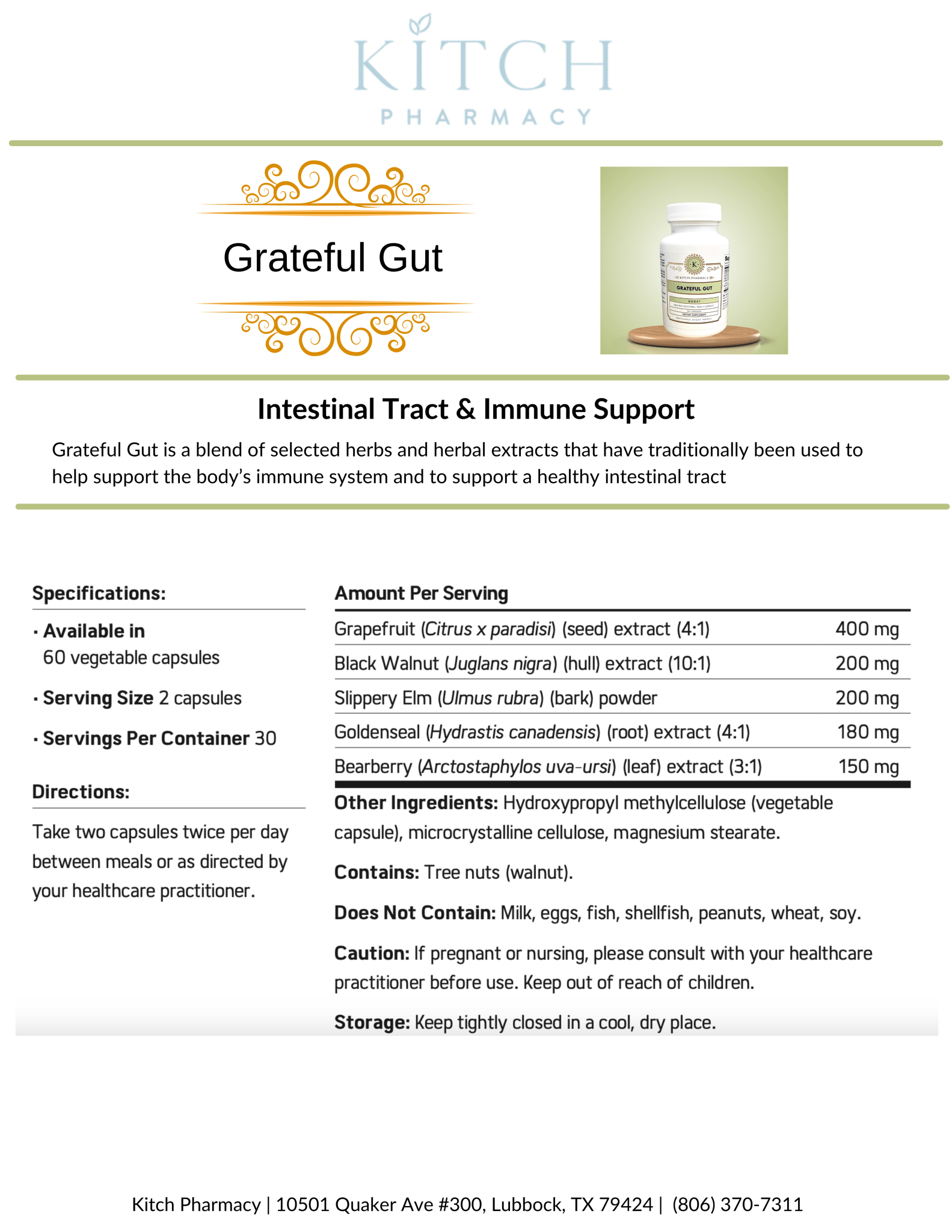 Grateful Gut (Natural Immune & Digestive Support) - Kitch Pharmacy