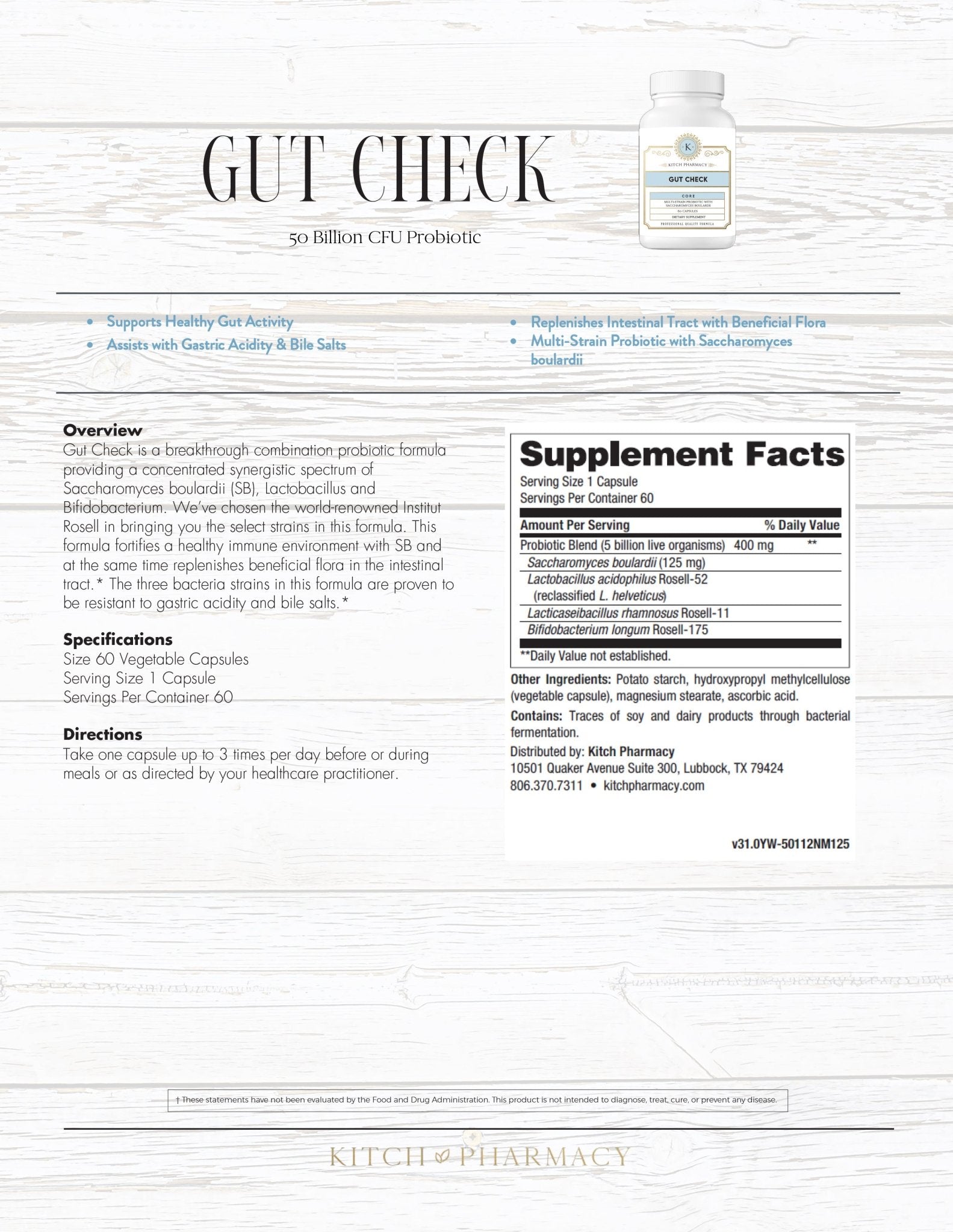 GUT CHECK (Probiotic Support for Gut Health) - Kitch Pharmacy