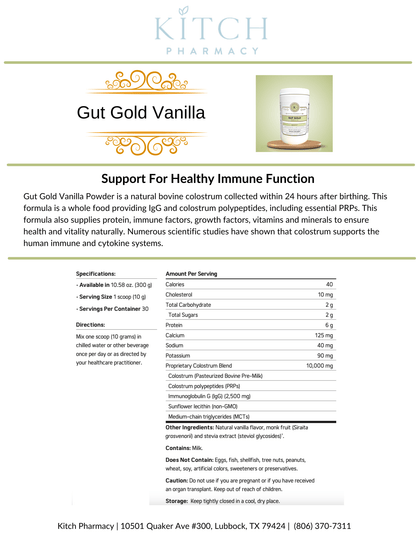 GUT GOLD VANILLA (Immune & Gut Health) - Kitch Pharmacy