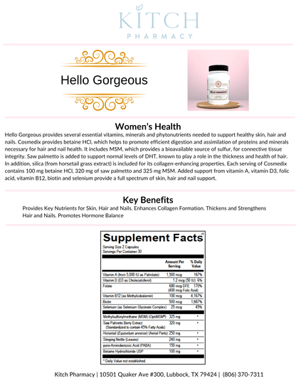 Hello Gorgeous (Women's Health & Beauty) - Kitch Pharmacy