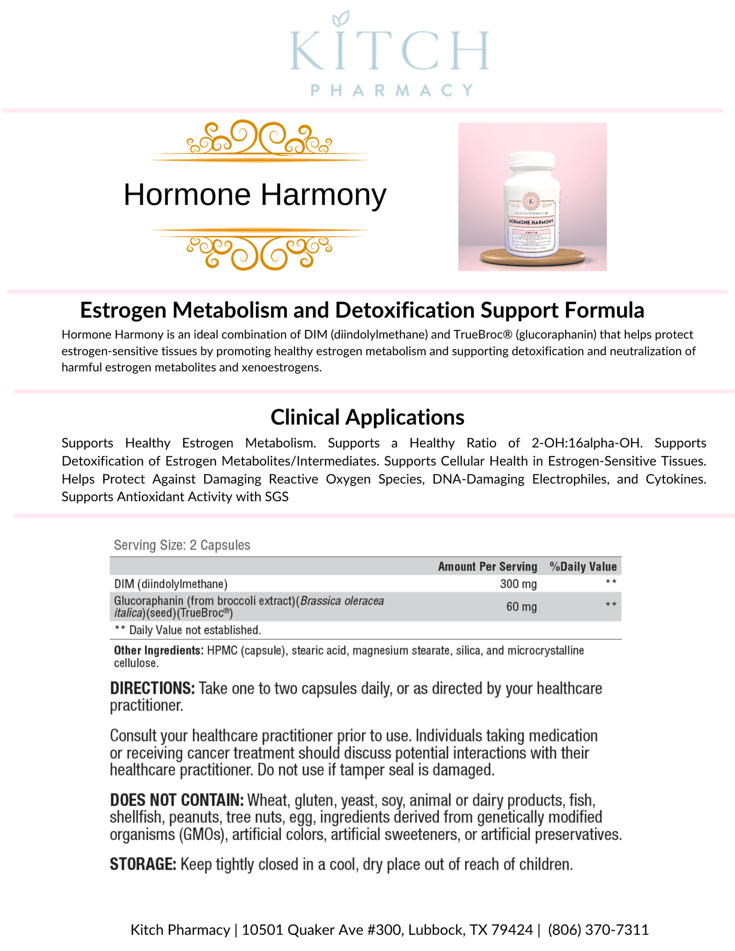 HORMONE HARMONY (Healthy Estrogen Metabolism) - Kitch Pharmacy