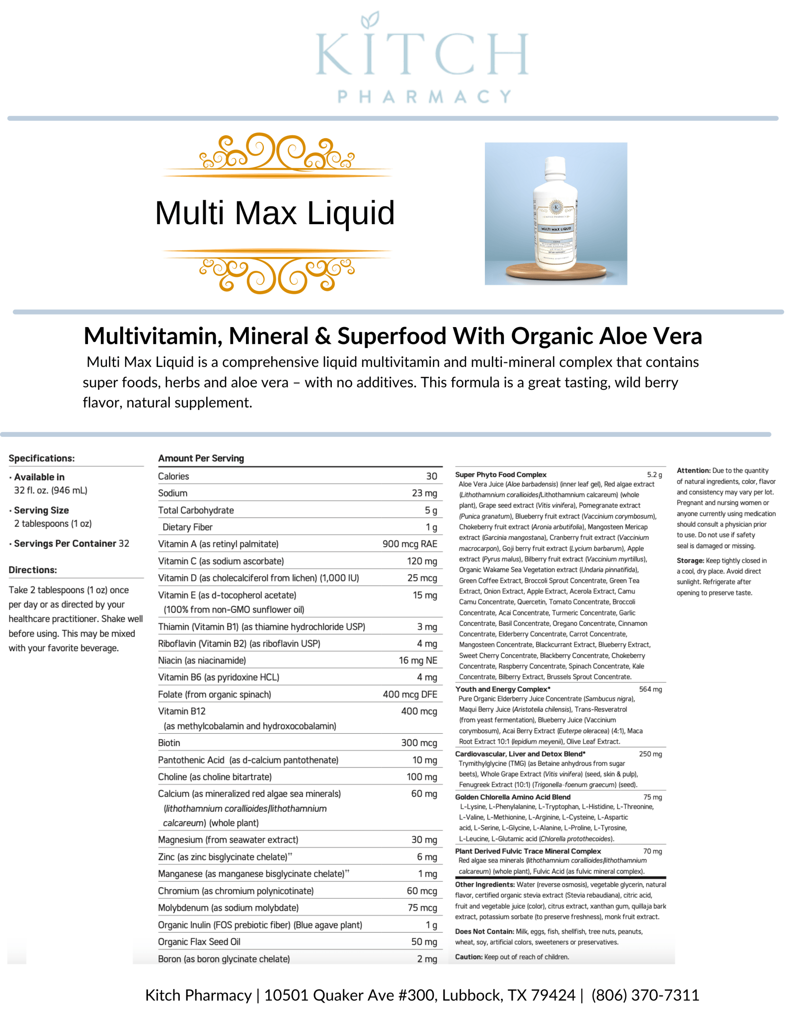 MULTI MAX LIQUID (Multivitamin & Superfood Formula) - Kitch Pharmacy