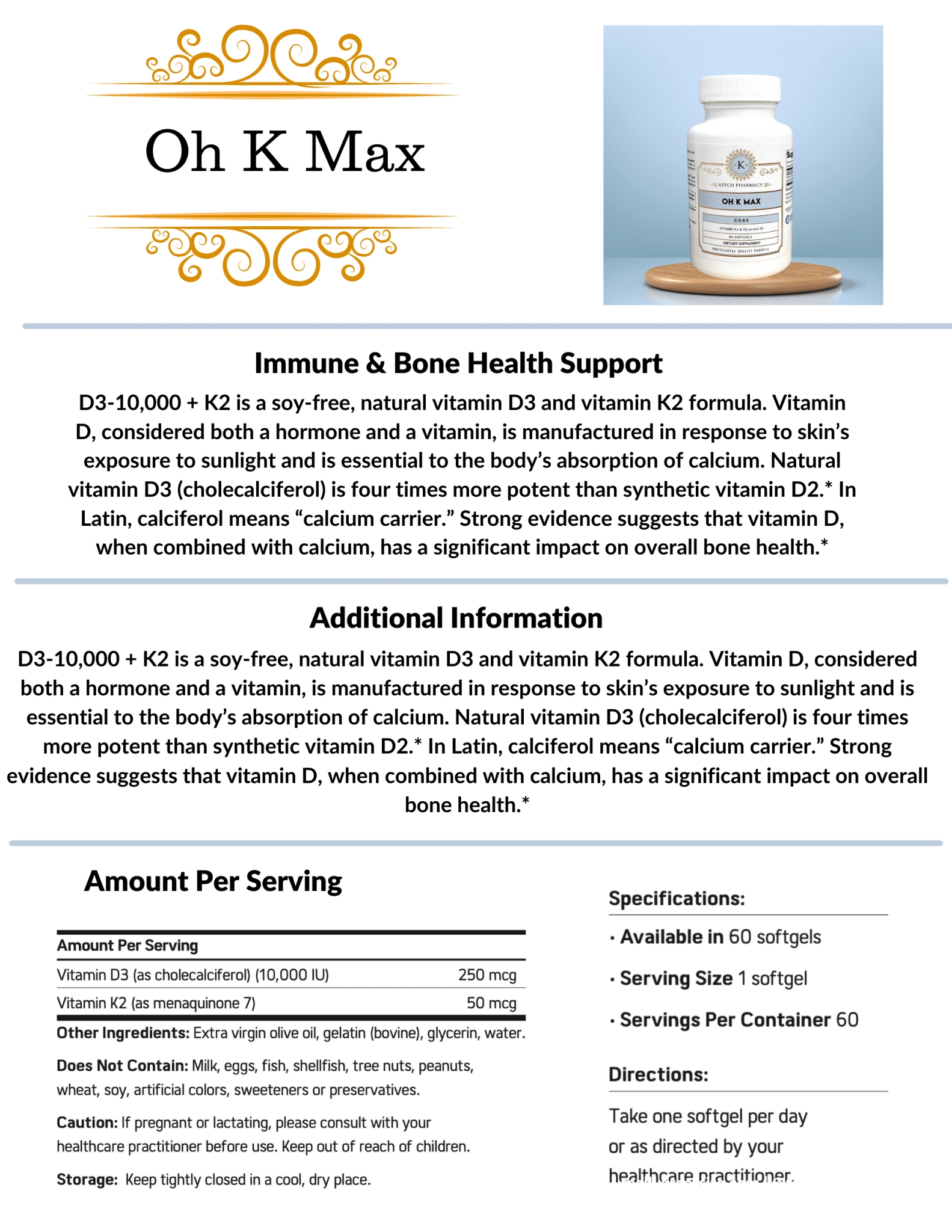 OH K MAX (Immune & Bone Health) - Kitch Pharmacy