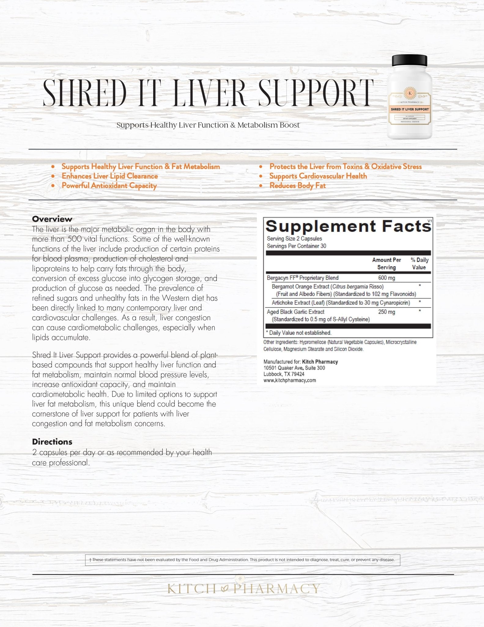 SHRED IT LIVER SUPPORT (Liver Health & Fat Metabolism) - Kitch Pharmacy