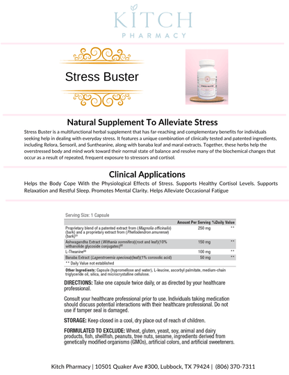 Stress Buster (Natural Stress Relief & Cortisol Support) - Kitch Pharmacy