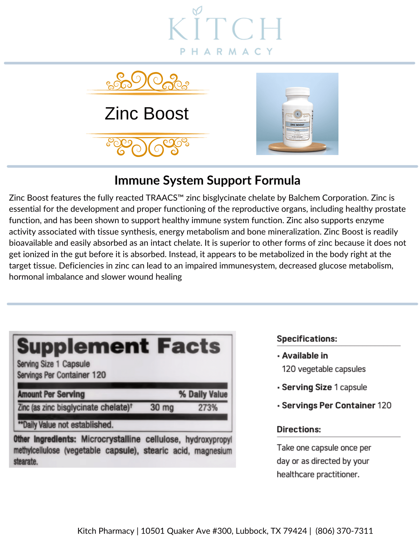 ZINC BOOST (Elevate Your Health Naturally) - Kitch Pharmacy